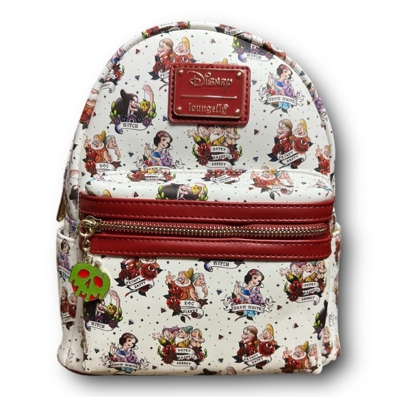 NWT LOUNGEFLY DISNEY PRINCESS Snow White Traditional‎ Tattoo Print Mini Backpack - Picture 4 of 6